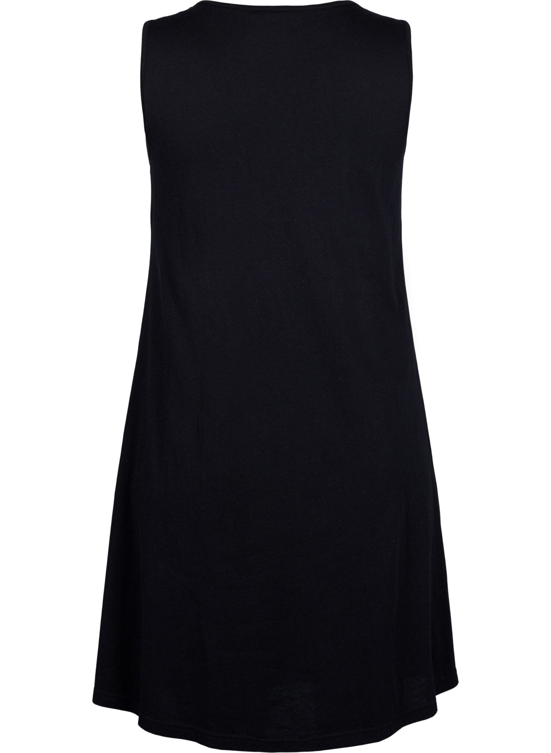 Zizzi Robe sans manches en coton avec forme en A, Black W. Summer, Packshot image number 1