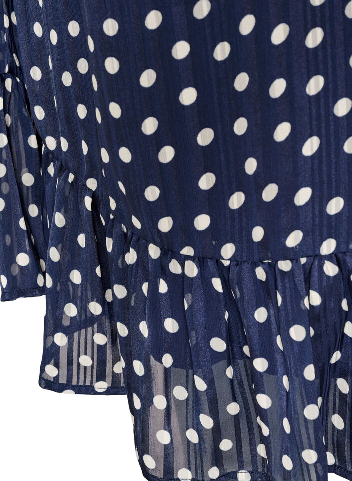 Robe &agrave; motifs avec volants et manches longues, Bleu, Packshot image number 3