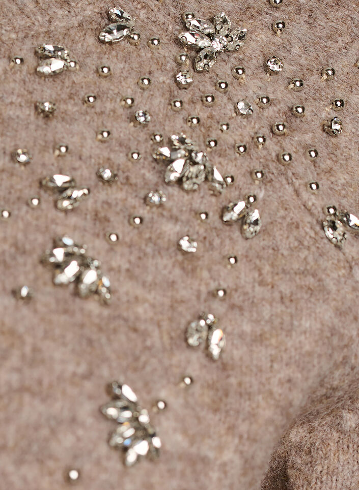 Blouse en maille avec strass et clous, Beige, Packshot image number 2