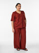 Pantalon ample avec ceinture &eacute;lastique et poches, Bordeaux, Model image number 0