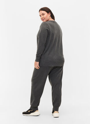 Pantalon en maille mélangé en viscose, Dark Grey Melange, Model image number 1