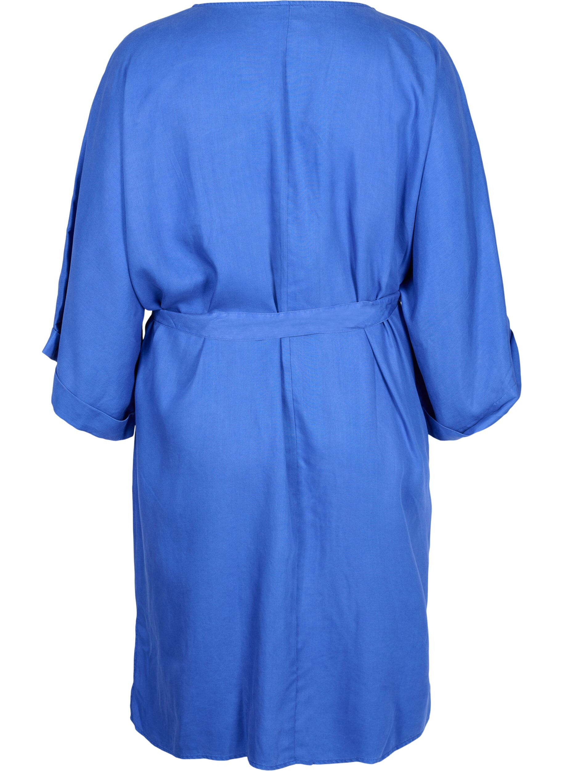 ZizziRobe &agrave; manches 3/4 avec une ceinture &agrave; nouer, Bleu intense, Packshot image number 1
