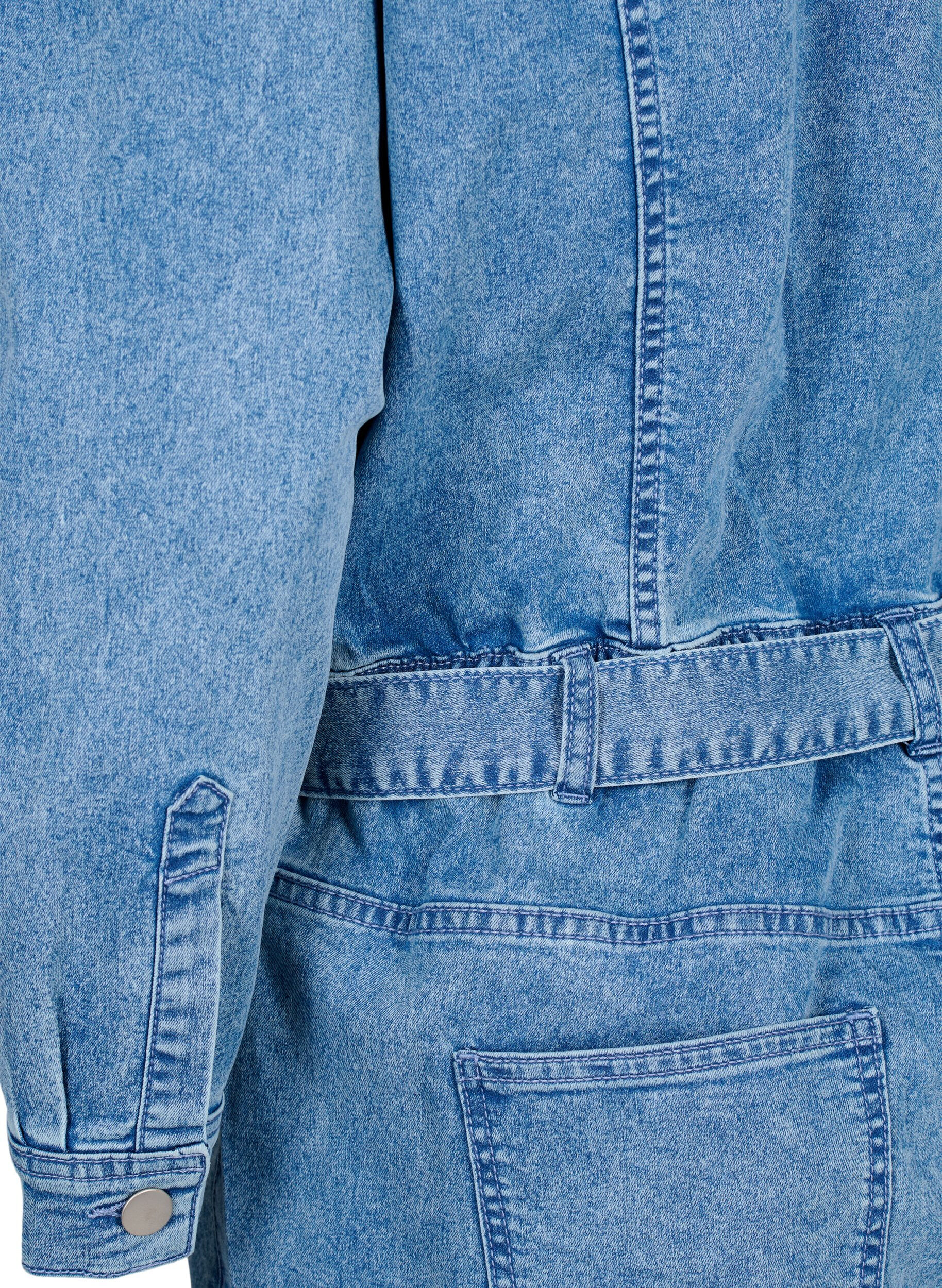 Zizzi Combinaison en denim &agrave; manches longues, Light Blue Denim, Packshot image number 4