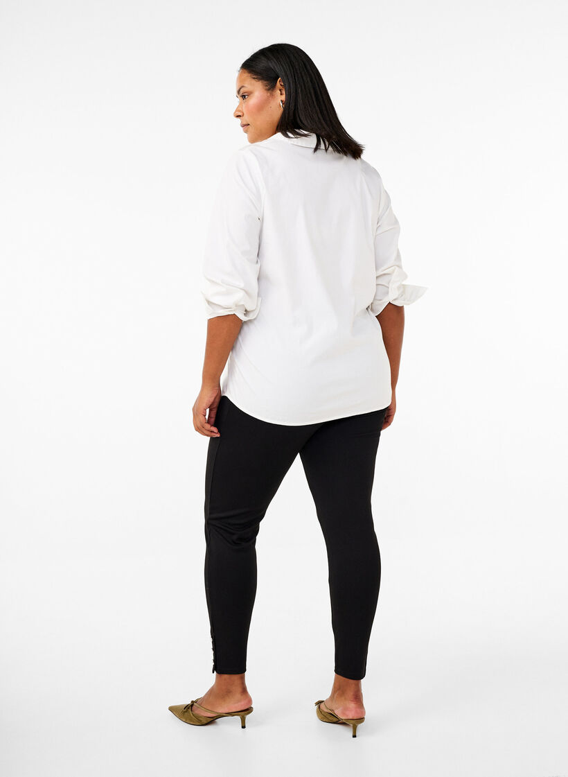 Le leggings en viscose avec des détails de bouton, Noir, Model image number 1