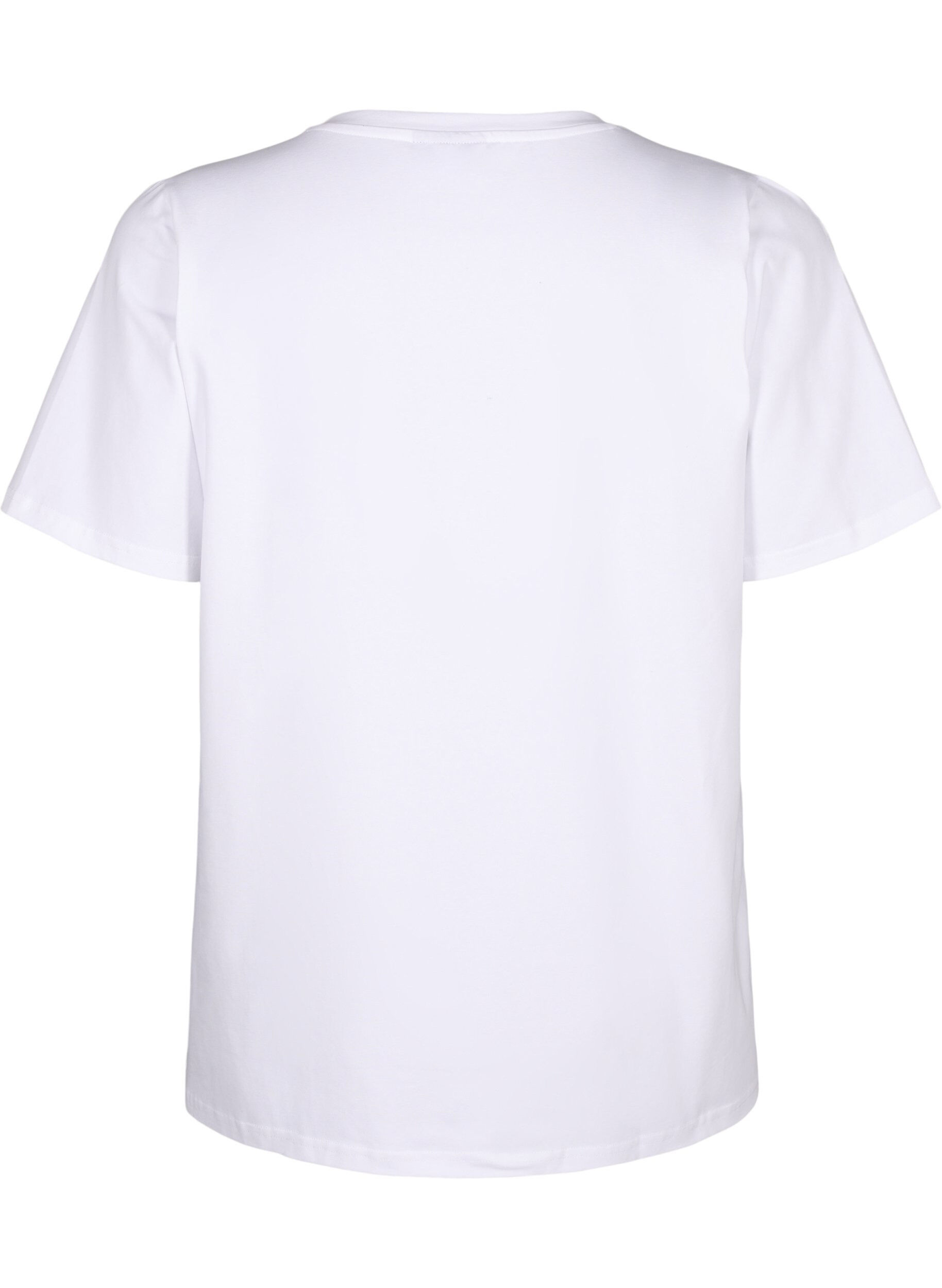 Zizzi T-shirt en coton bio avec d&eacute;tails brod&eacute;s, Bright White, Packshot image number 1