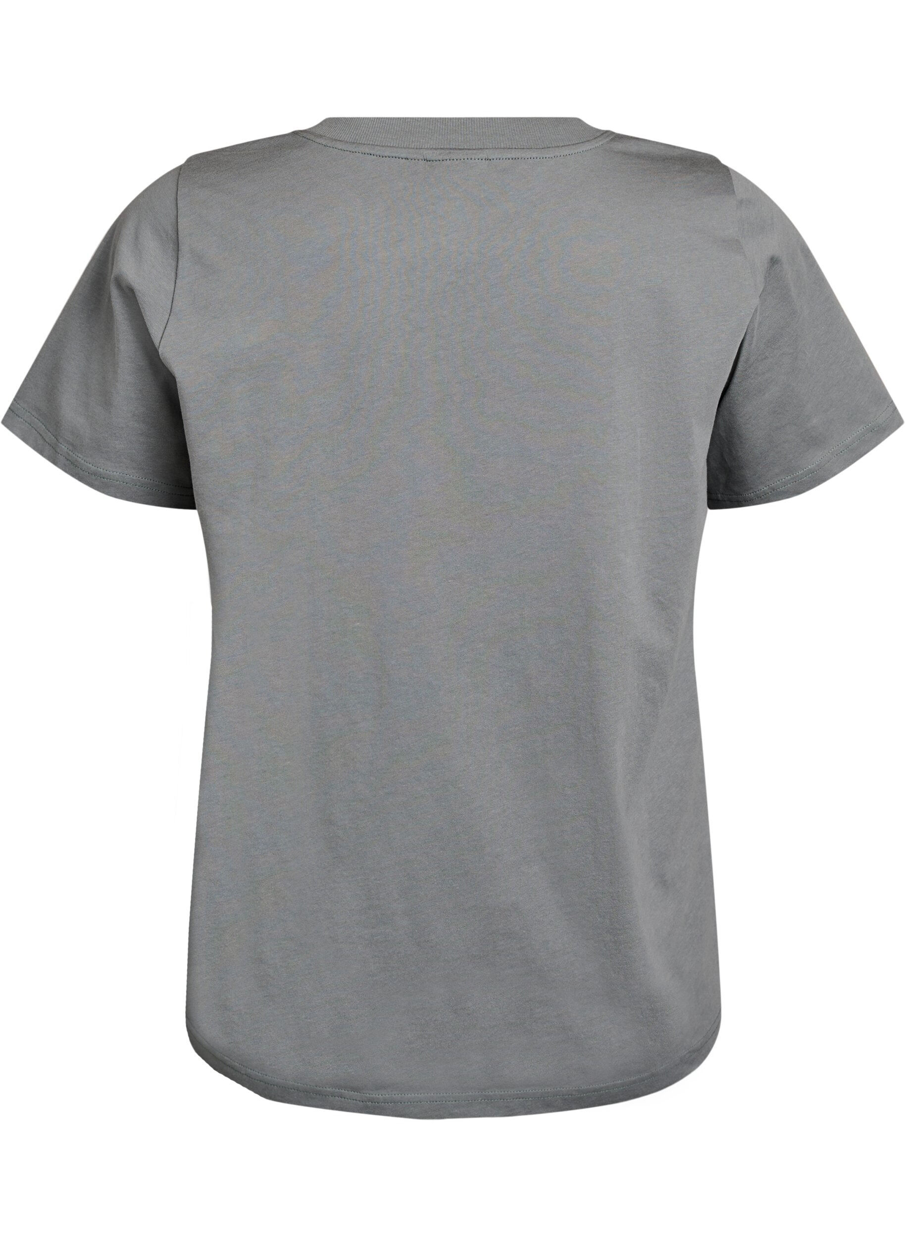Zizzi T-shirt en coton simple avec encolure en V, Vert fonc&eacute;, Packshot image number 1