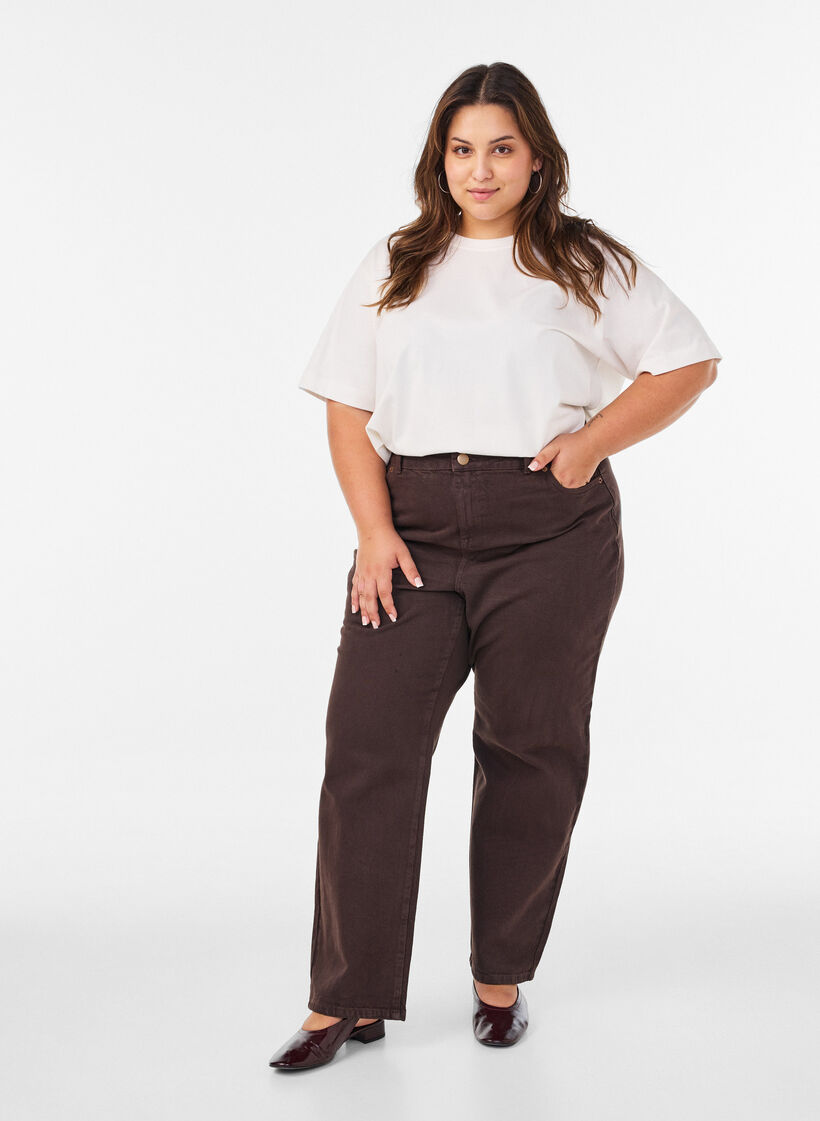 Jean Kiana coupe droite de couleur, Marron, Model