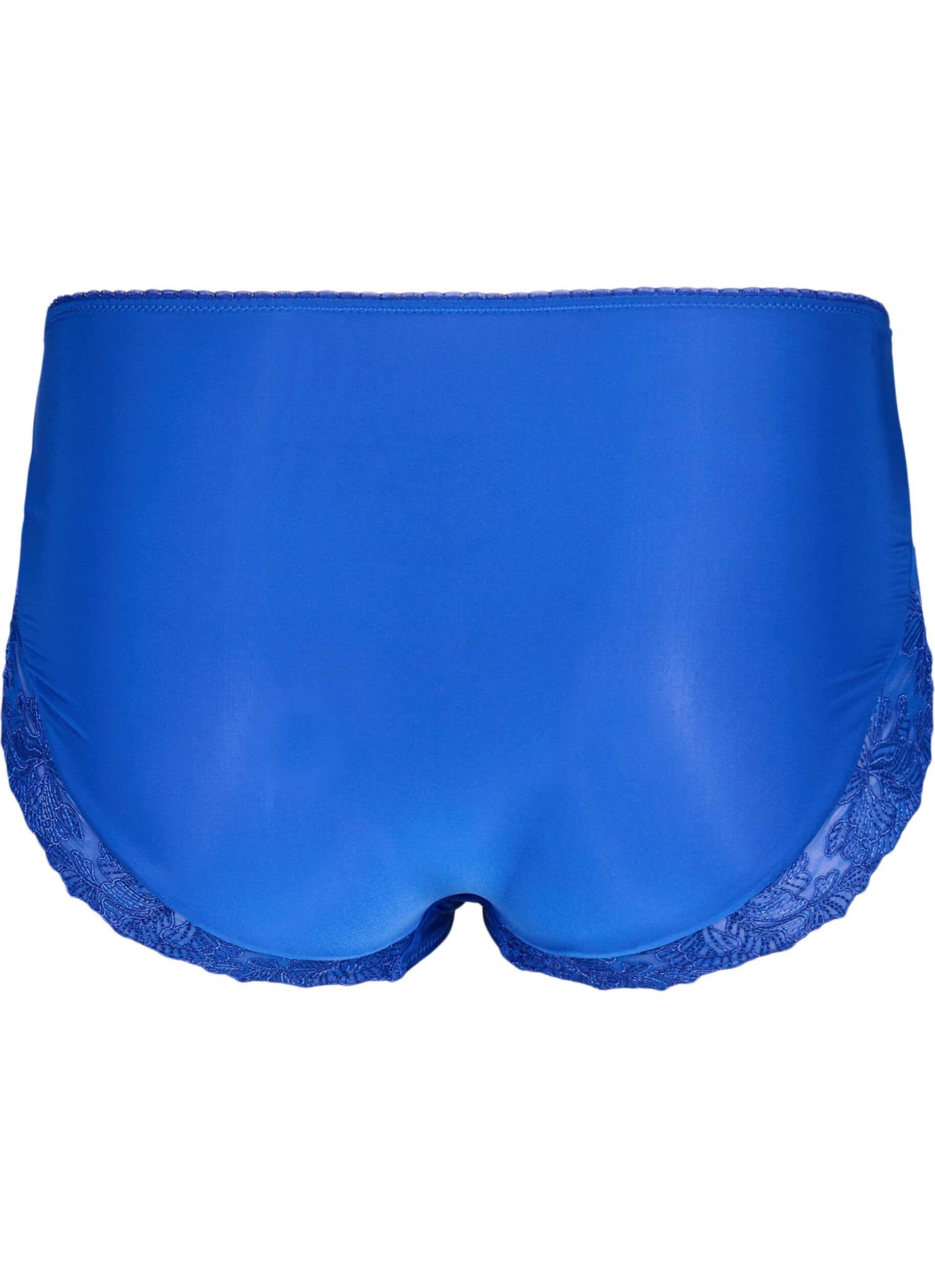 Zizzi Culotte en microfibre et &agrave; dentelle florale, Bleu, Packshot image number 1