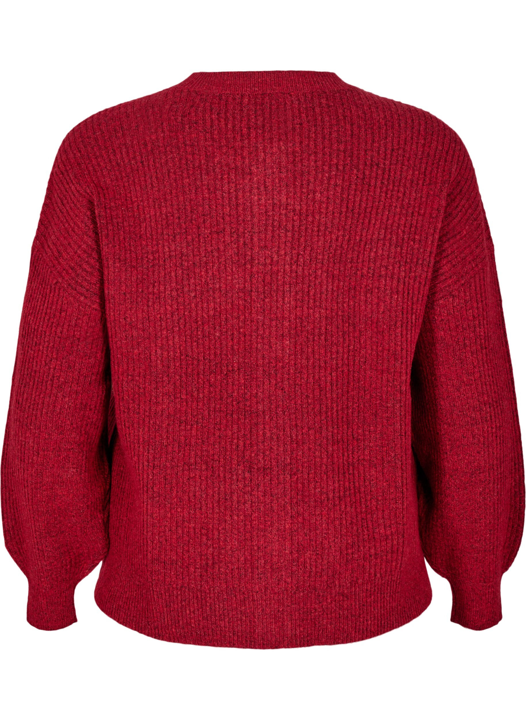 Zizzi Cardigan en tricot c&ocirc;tel&eacute; avec boutons, Rouge, Packshot image number 1