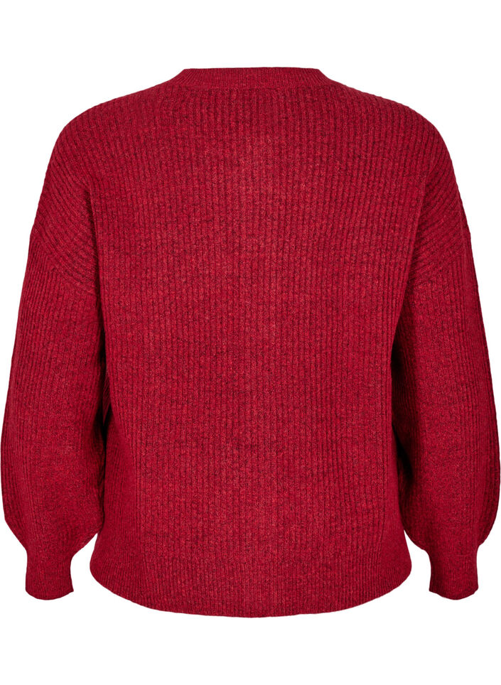 Cardigan en tricot côtelé avec boutons, Rouge, Packshot image number 1