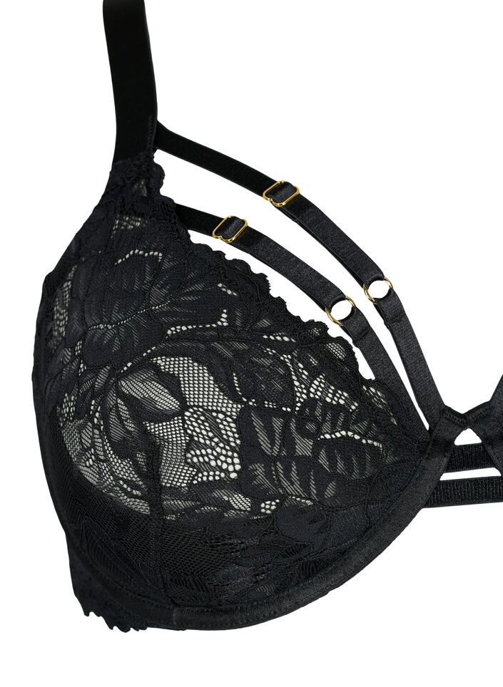 Soutien-gorge couvrant avec dentelle et lacets, Black, Packshot image number 2
