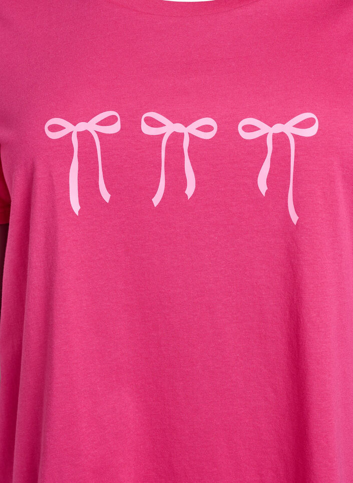 T-shirt en coton avec motif, Raspberry w. Bows, Packshot image number 2