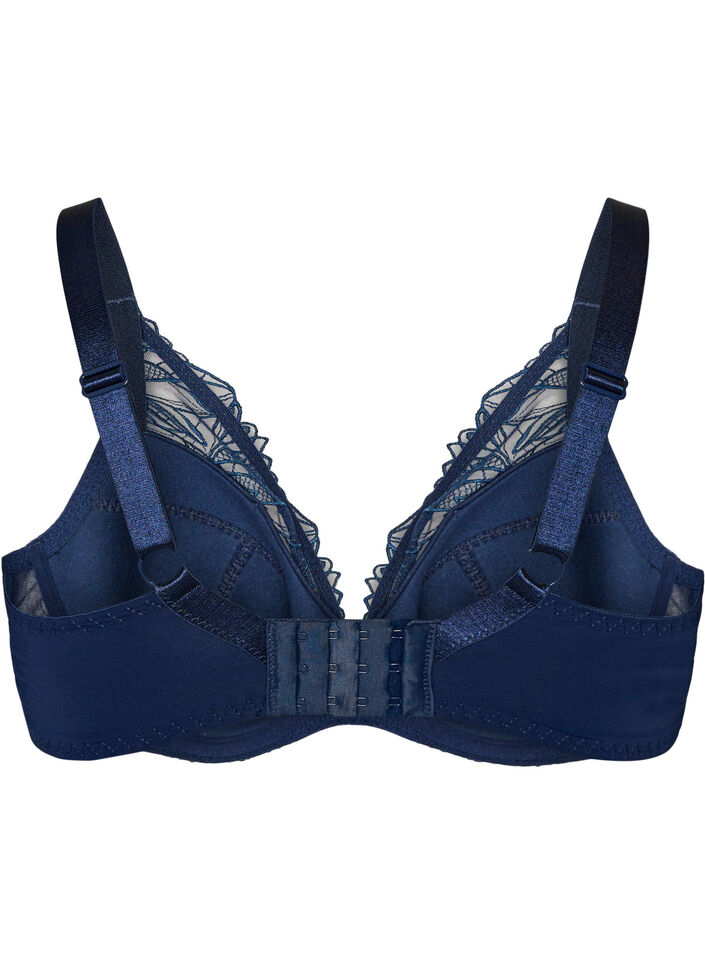 Soutien-gorge rembourr&eacute; en dentelle avec armatures, Bleu, Packshot image number 1
