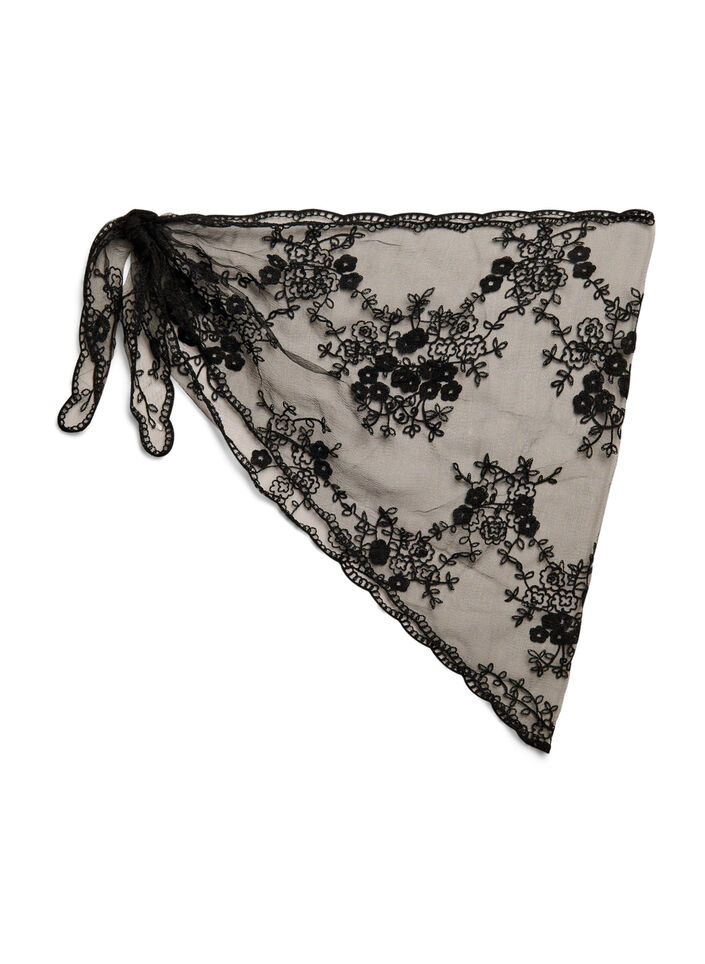 &Eacute;charpe triangulaire en dentelle, Noir, Packshot