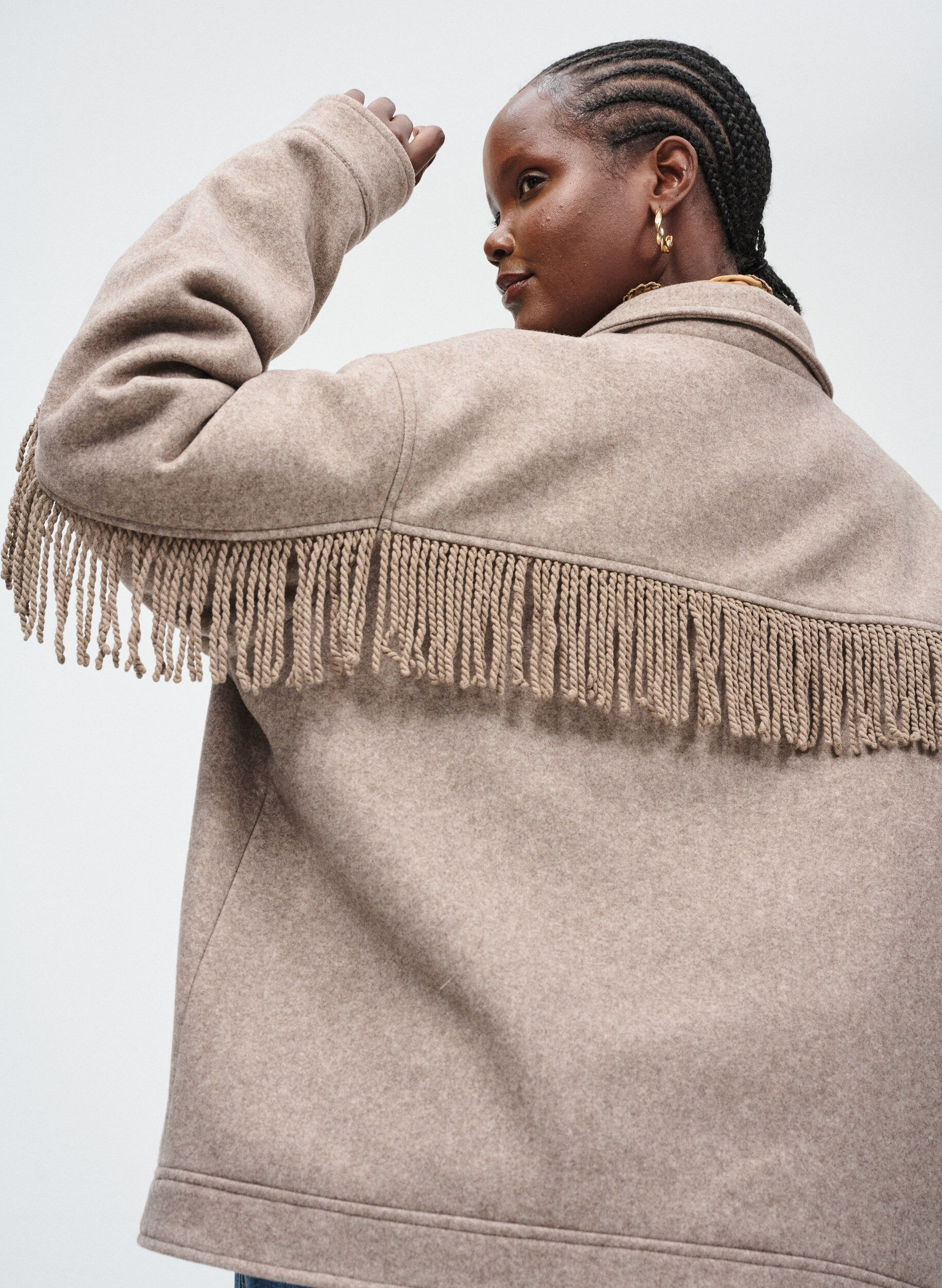 Zizzi Veste courte &agrave; franges, Beige, Image image number 0