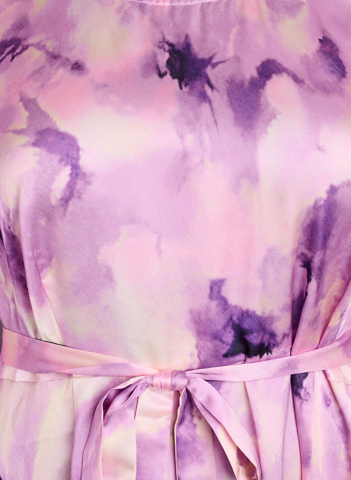 Robes de soir&eacute;e &agrave; manches courtes avec ceinture &agrave; n&oelig;ud, Violet, Packshot image number 2