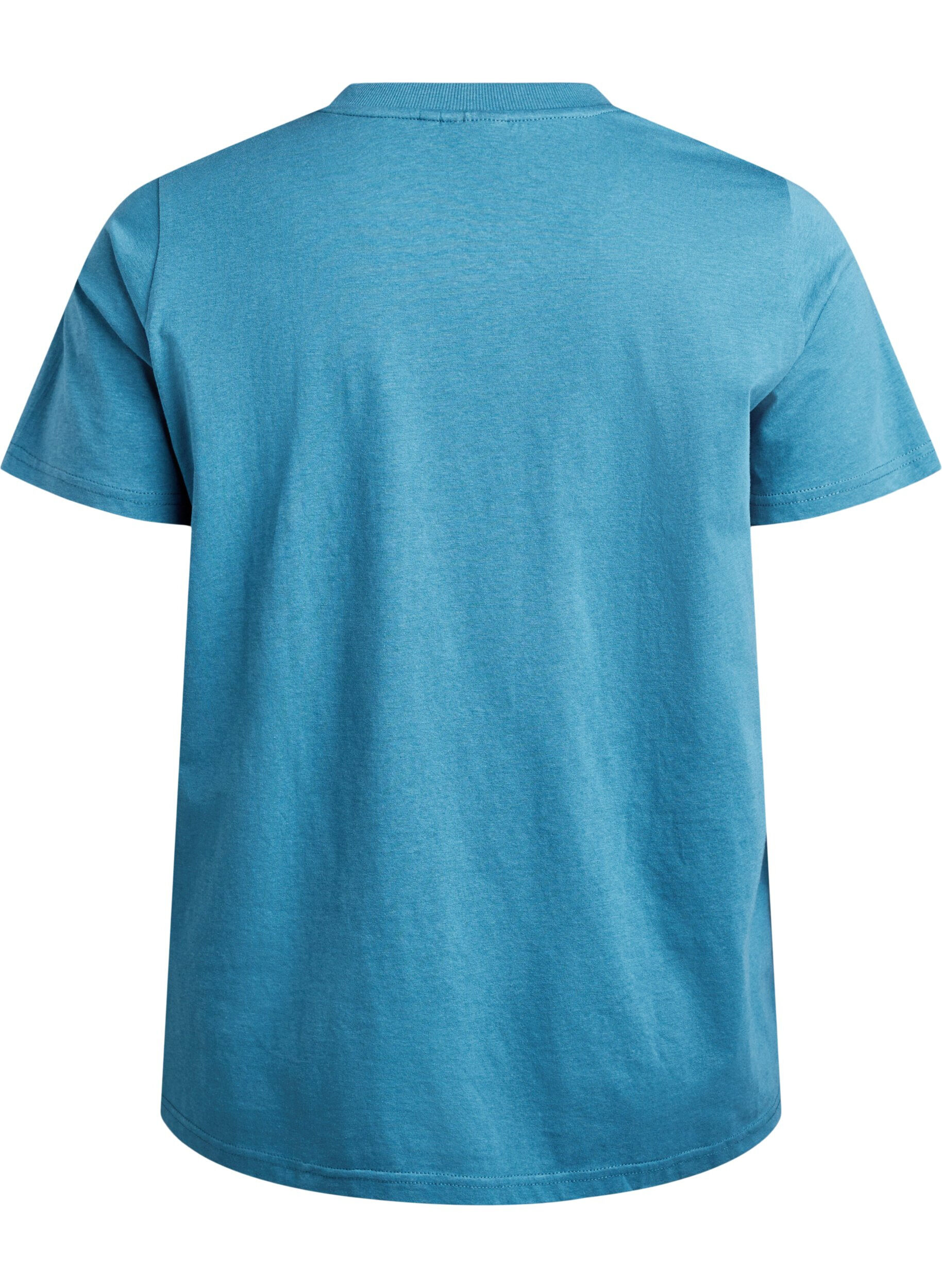 ZizziT-shirt basique en coton &agrave; col rond, Gris bleut&eacute;, Packshot image number 1