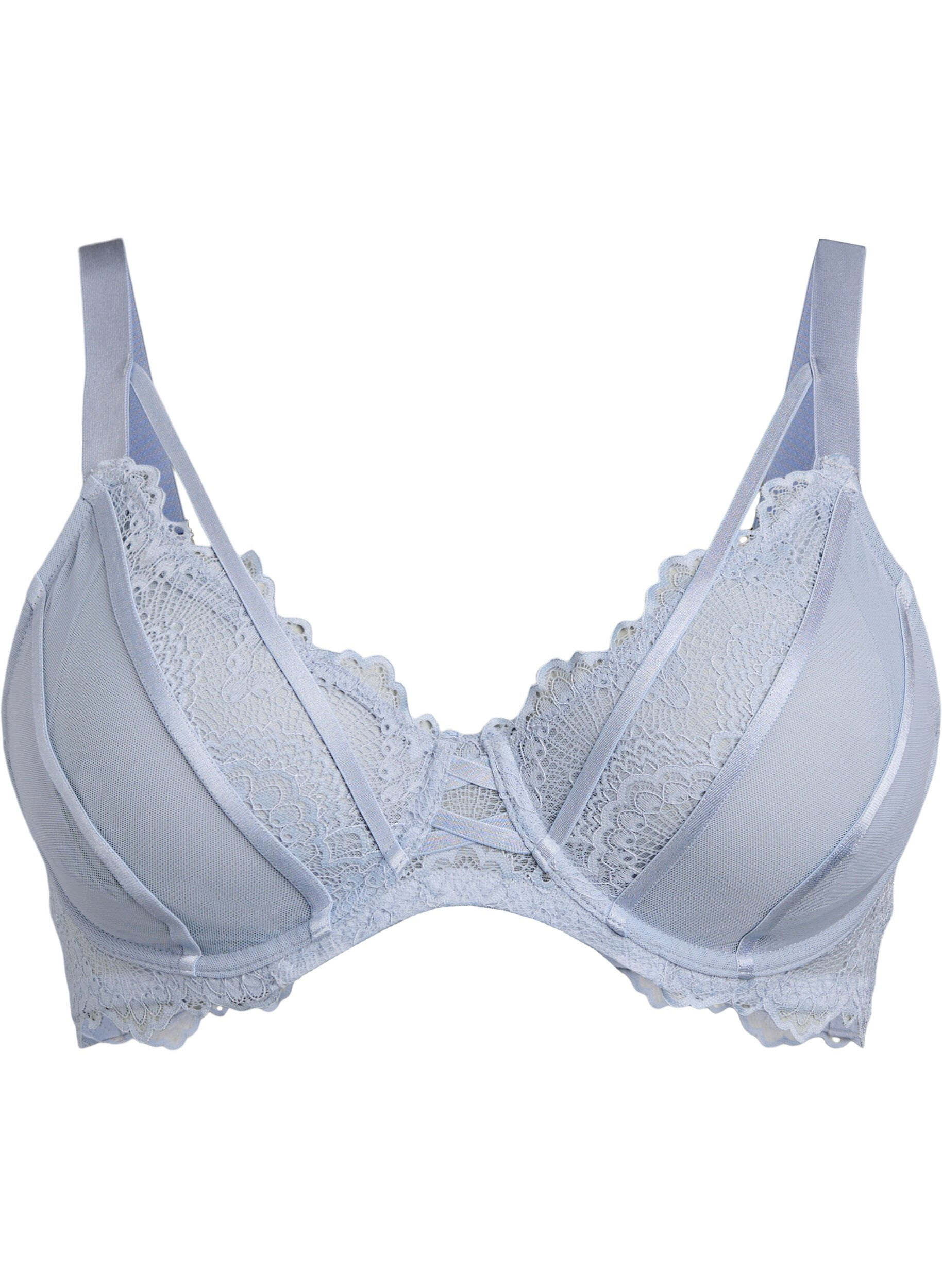 Zizzi Soutien-gorge enti&egrave;rement couvrant &agrave; d&eacute;tails de dentelle et de ficelle, Bleu Clair, Packshot image number 0