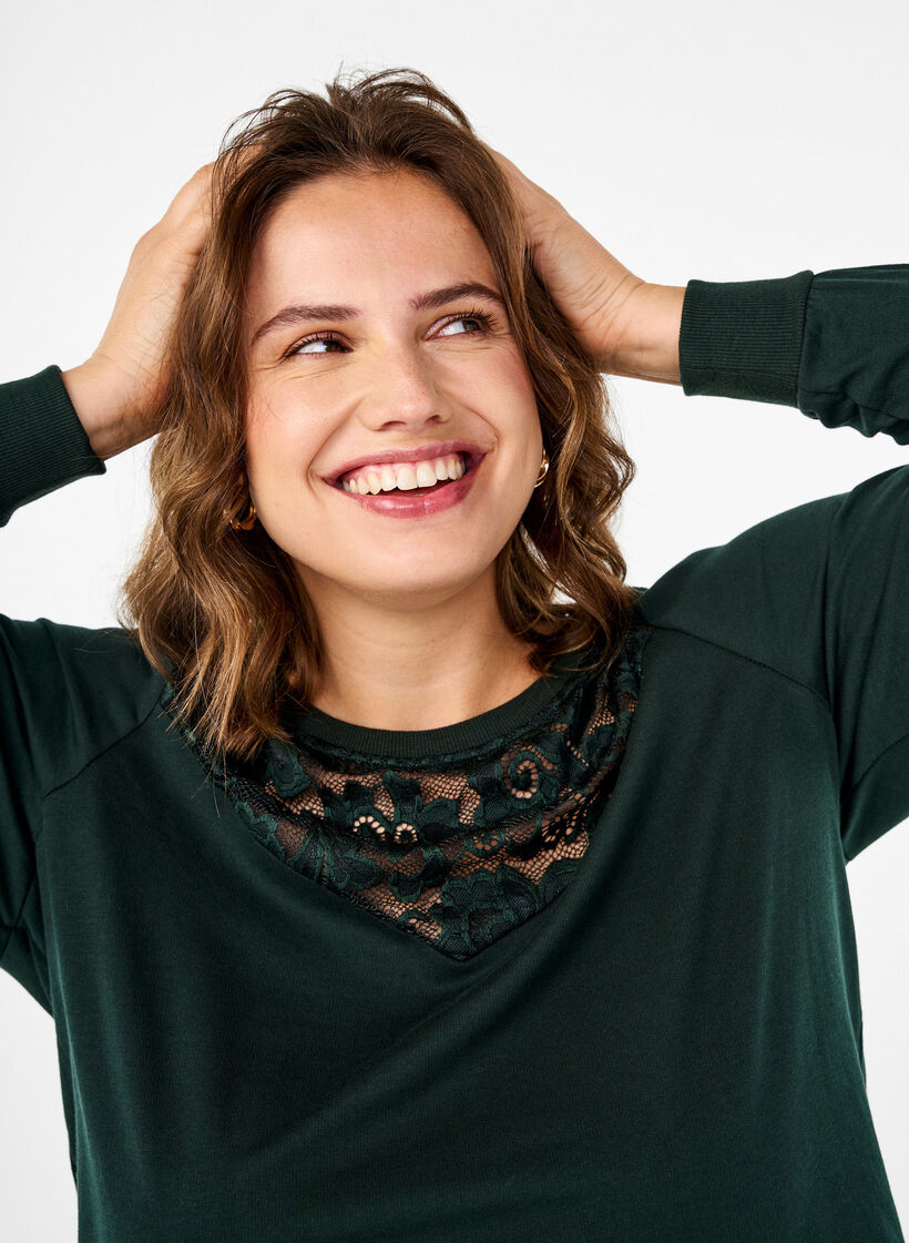 Sweatshirt avec ornements en dentelle, Scarab, Image image number 0