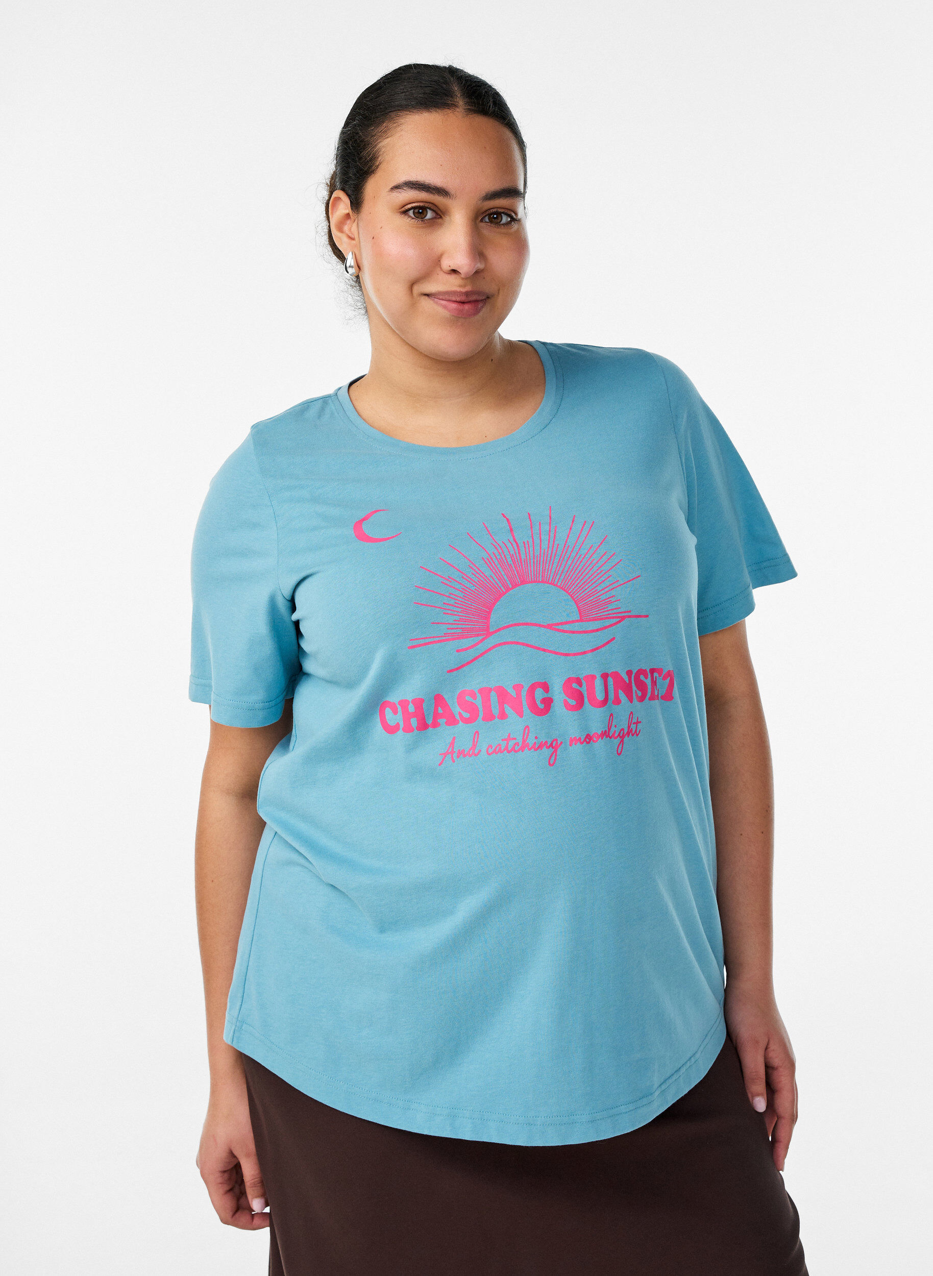 T-shirt imprim&eacute;, Bleu, Model