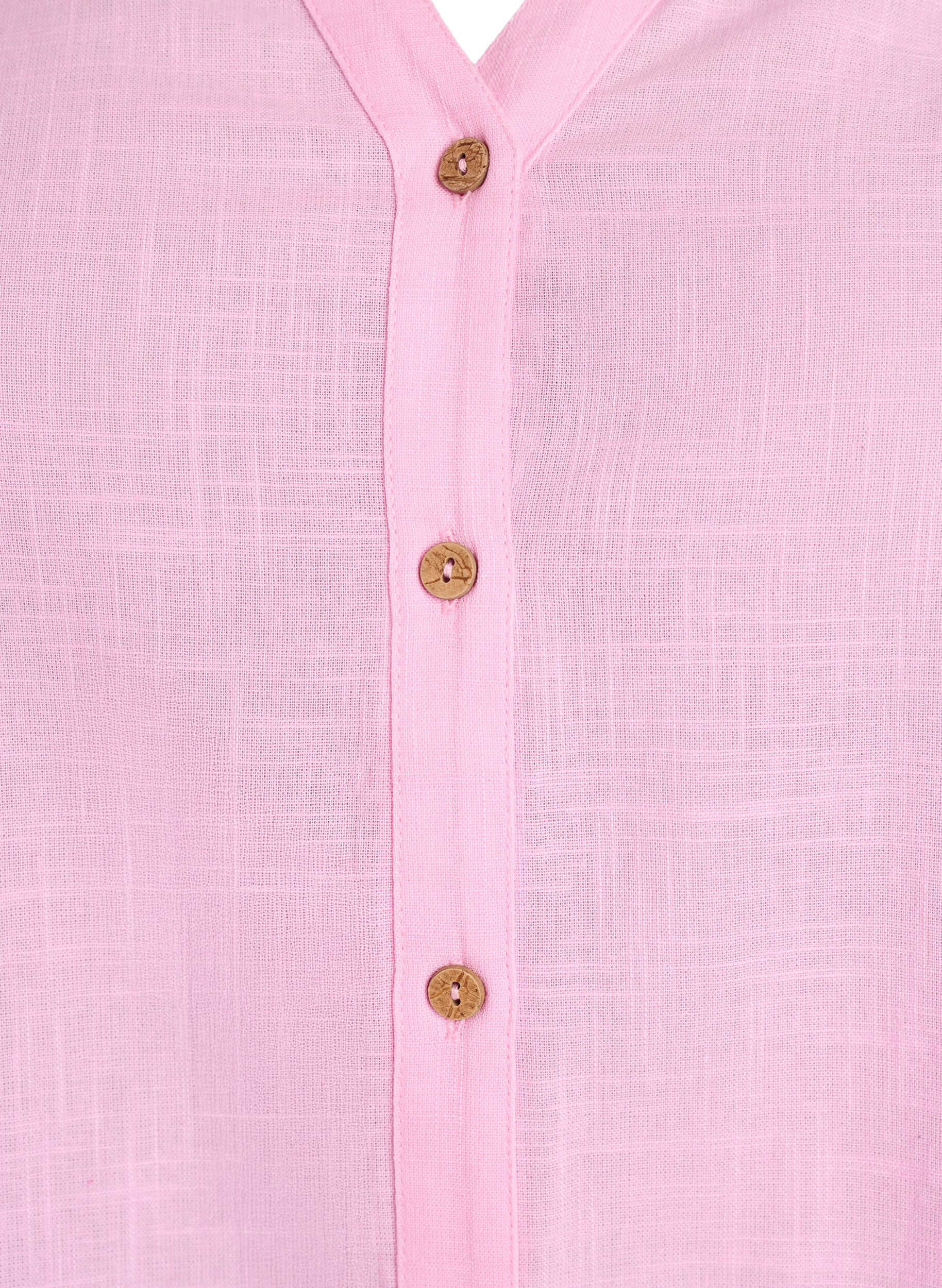 ZizziChemisier en coton avec col en V, Rose, Packshot image number 2