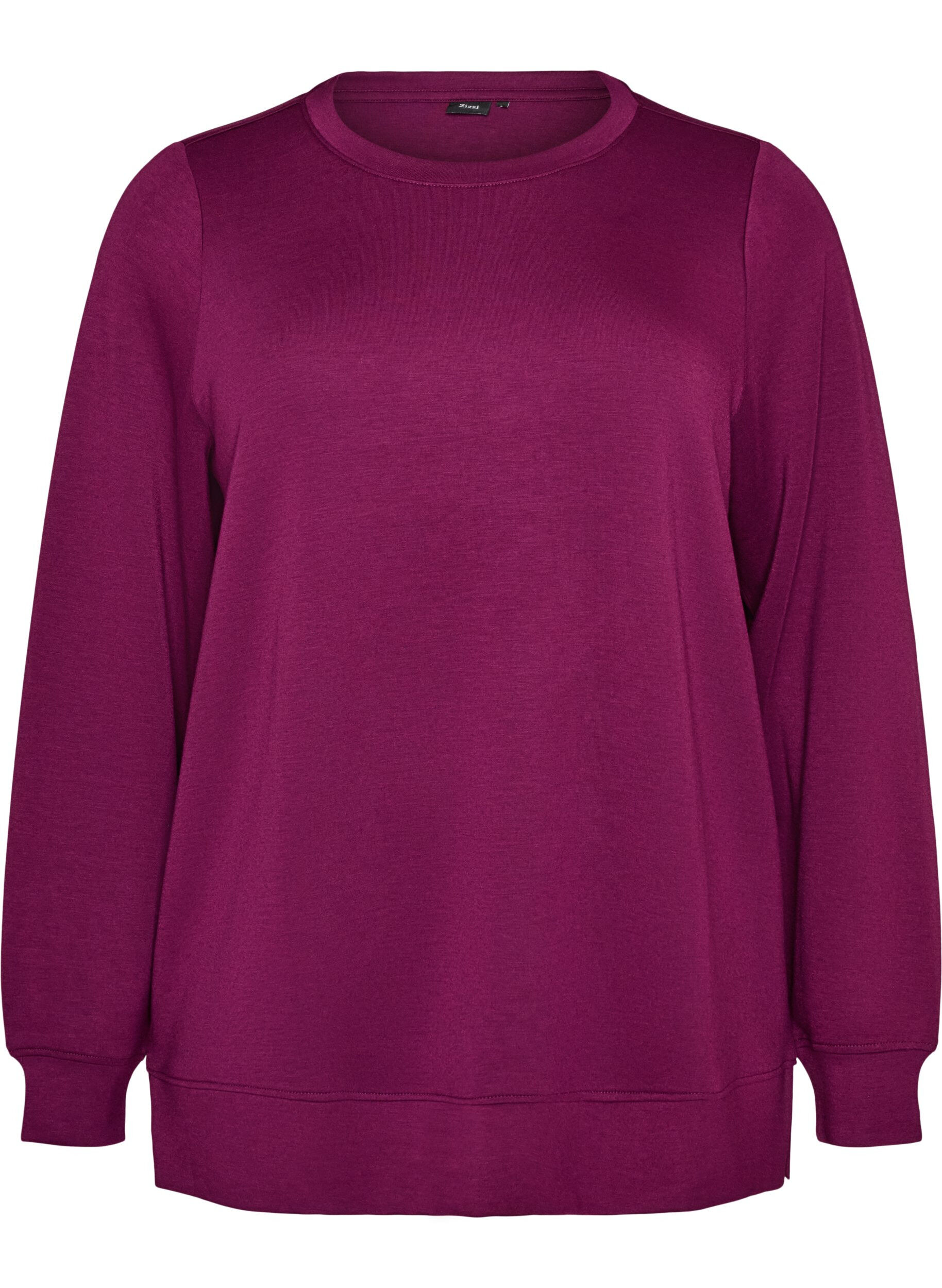 ZizziBlouse en jersey &agrave; manches longues et col rond, Violet, Packshot image number 0