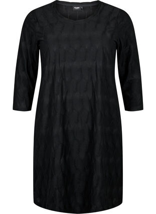 FLASH - Robe avec texture et manches 3/4, Black, Packshot image number 0