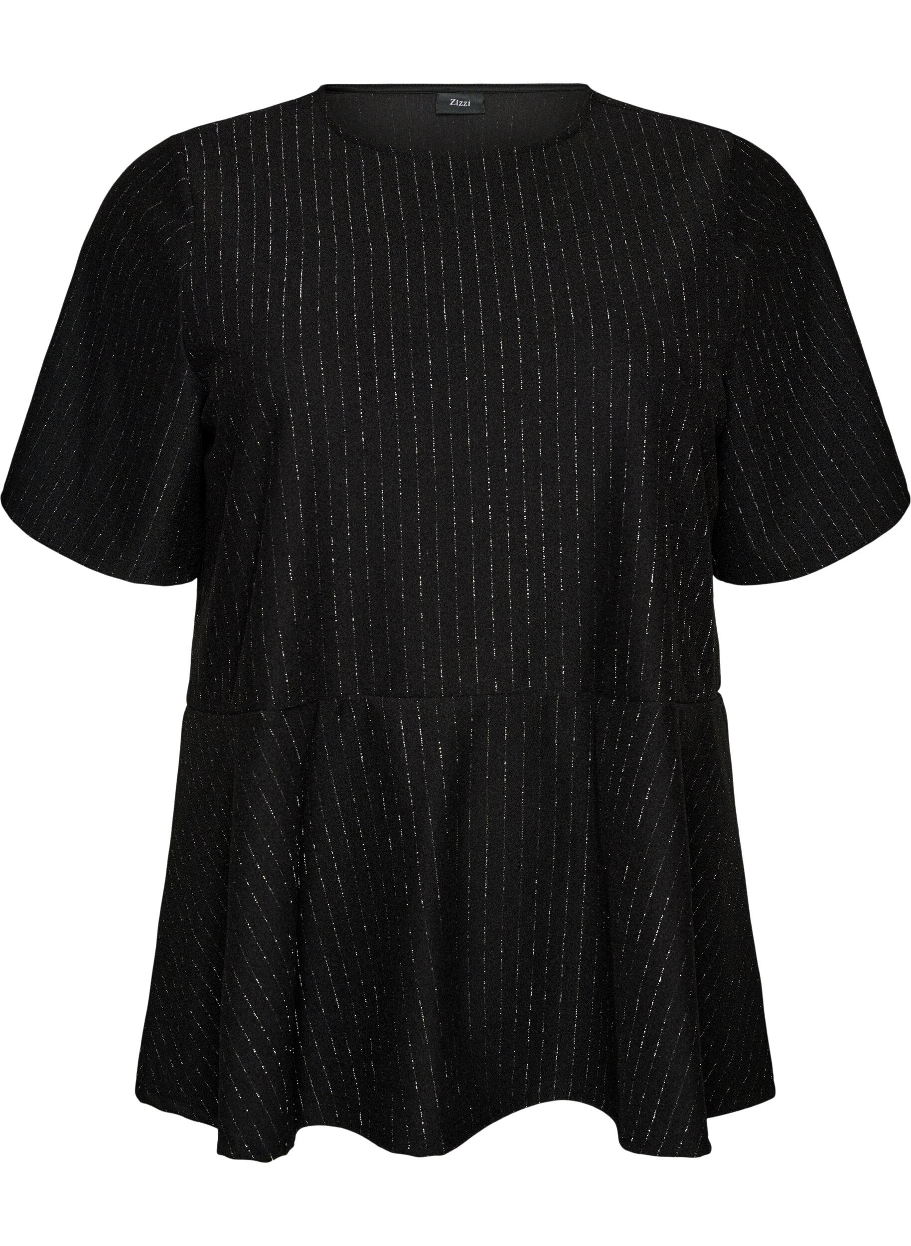 Blouse p&eacute;plum avec rayures paillet&eacute;es