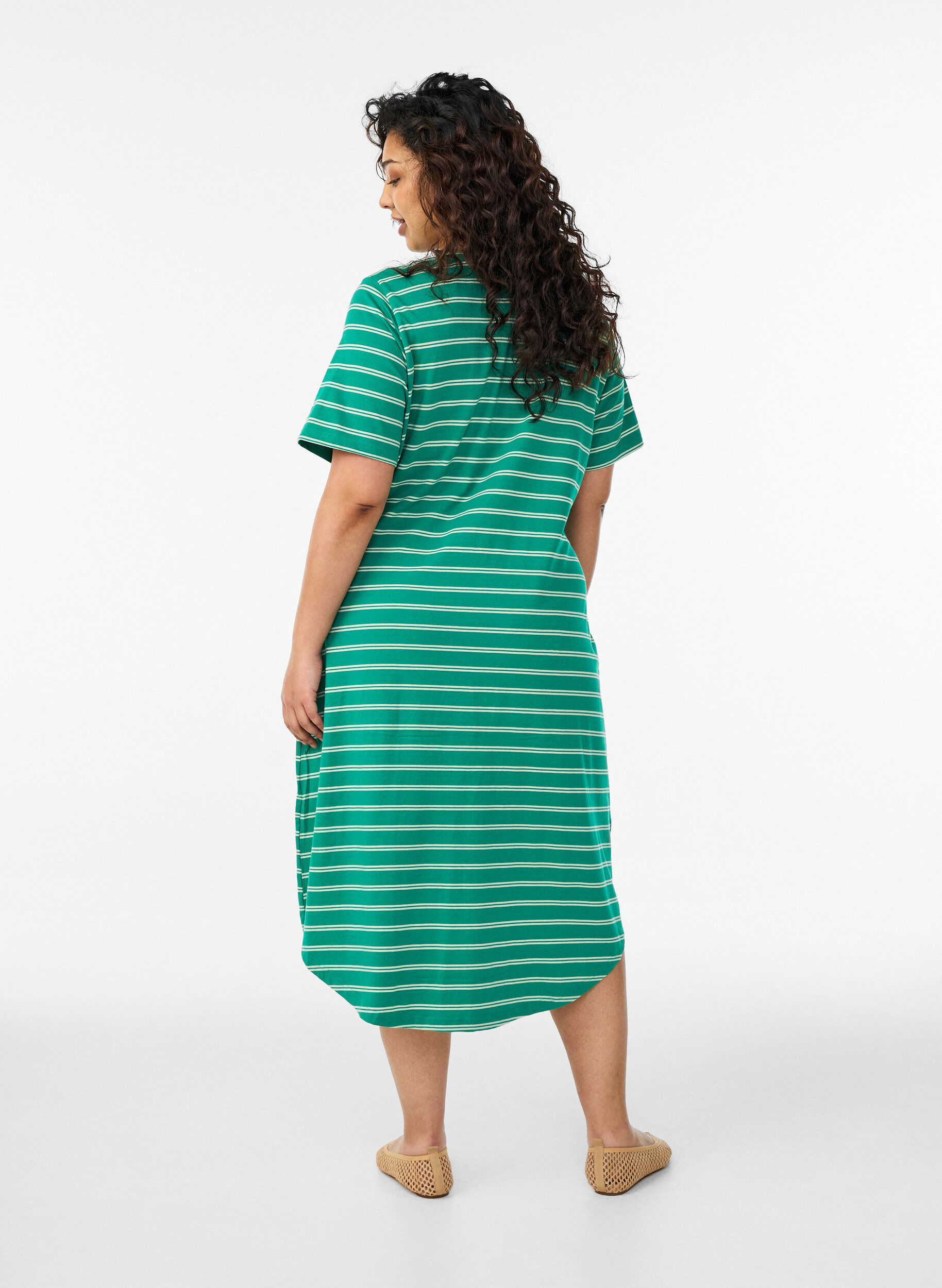 ZizziRobe en coton avec d&eacute;tail torsad&eacute;, Vert, Model image number 1