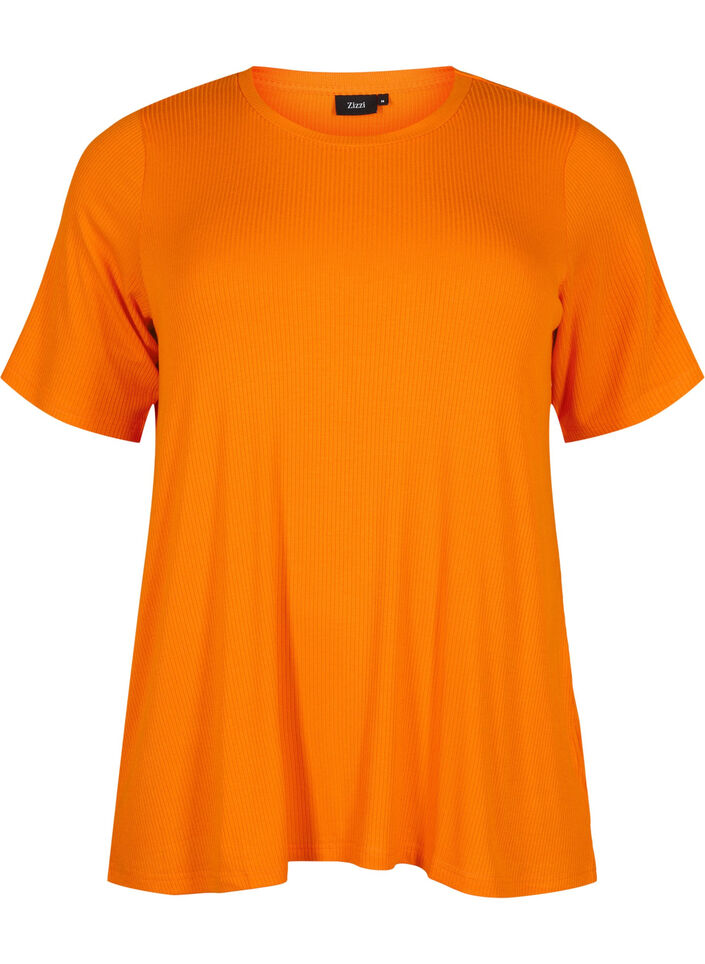 T-shirt en viscose avec structure côtelée, Exuberance, Packshot image number 0