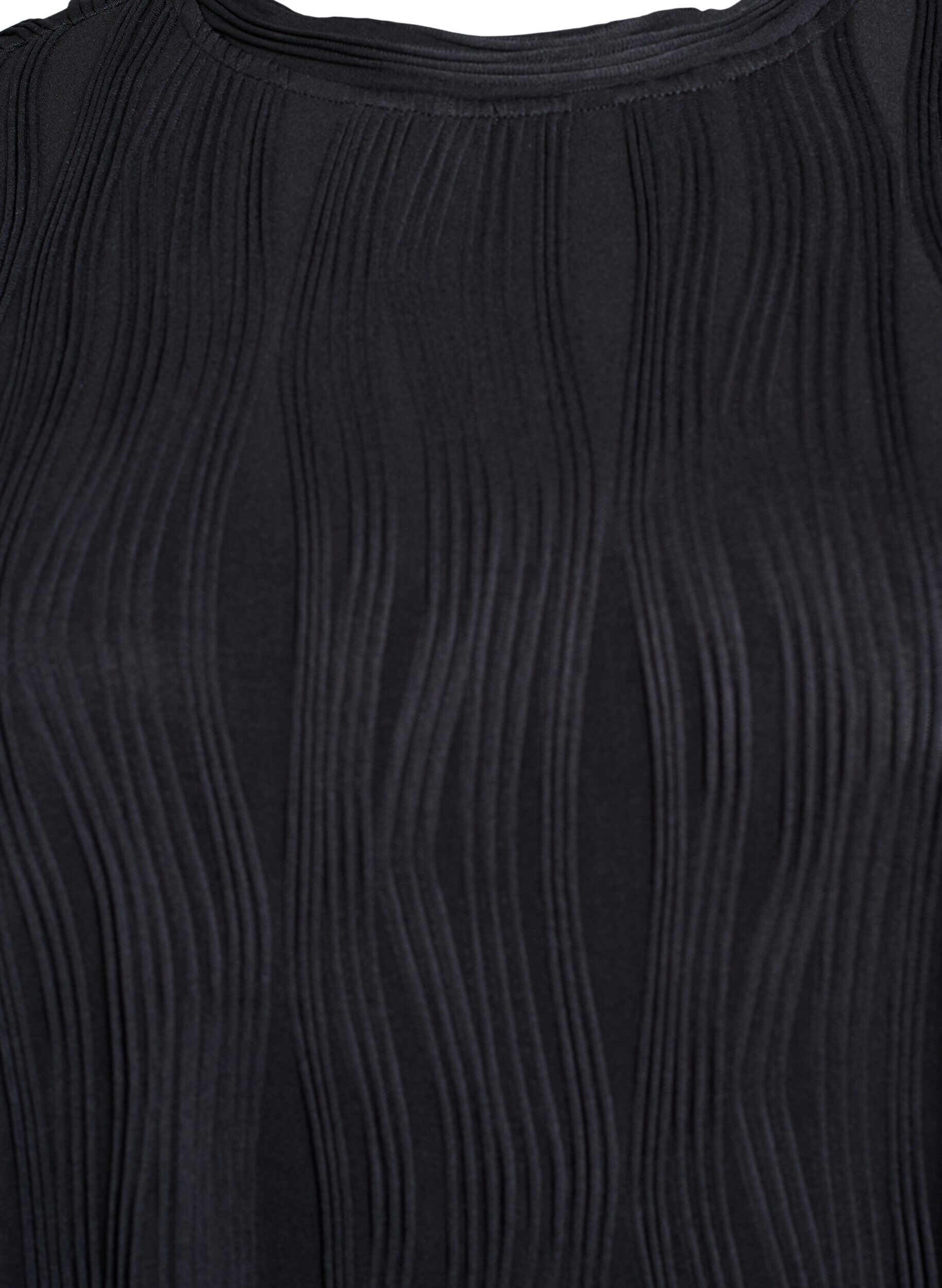 Zizzi Chemisier &agrave; manches courtes et &agrave; texture ondul&eacute;e, Noir, Packshot image number 2