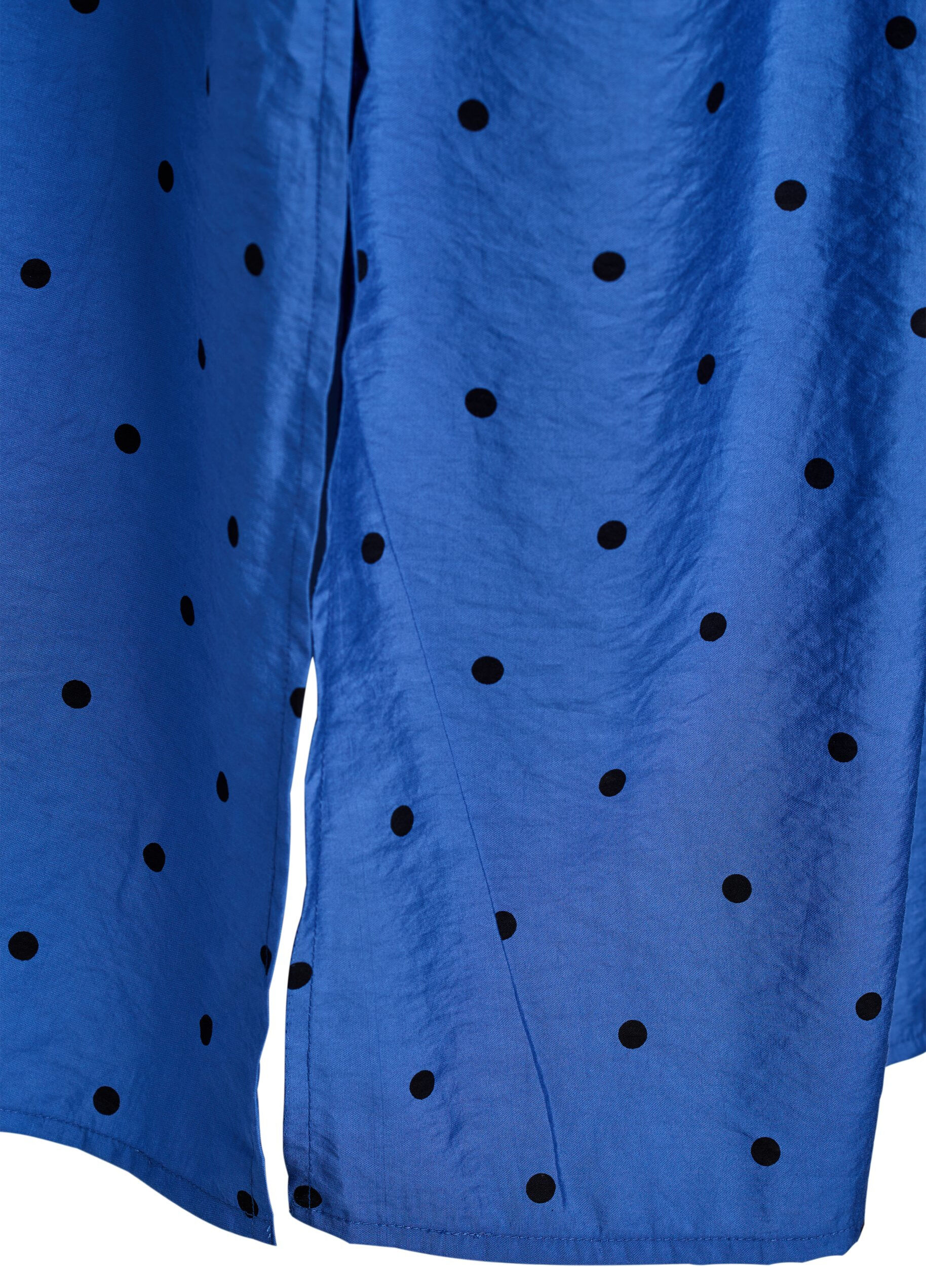 Zizzi Robe midi &agrave; pois avec ceinture &agrave; nouer amovible, Bleu, Packshot image number 3