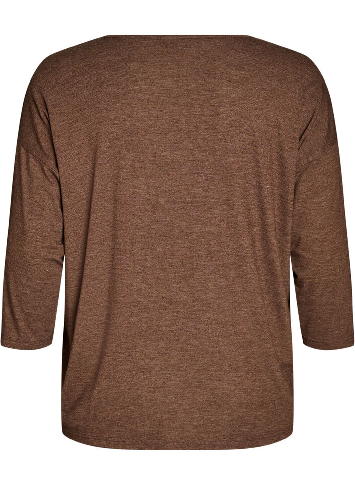 Blouse en jersey avec manches 3/4, Marron, Packshot image number 1