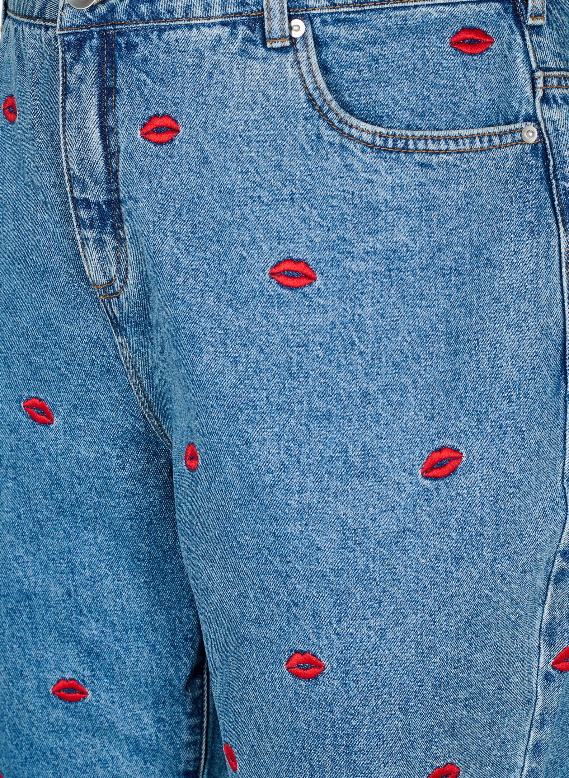 Zizzi Jeans Mille coupe Mom avec broderies, Bleu Clair, Packshot image number 2