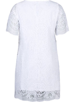 Robe de soirée en dentelle à manches courtes, Bright White, Packshot image number 1