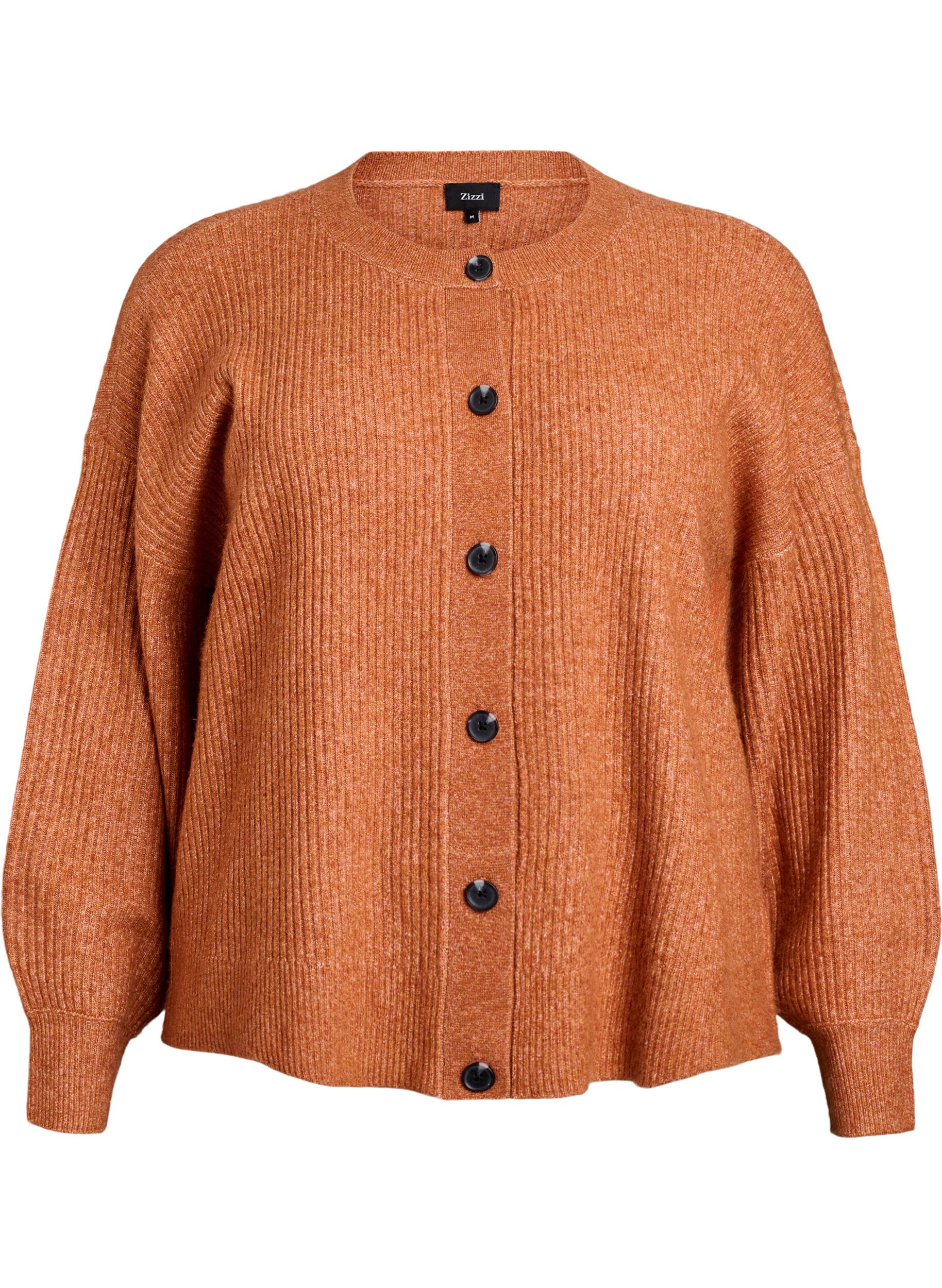 Zizzi Cardigan en tricot c&ocirc;tel&eacute; avec boutons, Orange, Packshot image number 0