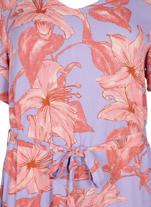 Robe midi en viscose à manches courtes et imprimé floral, Lavender Flower, Packshot image number 2
