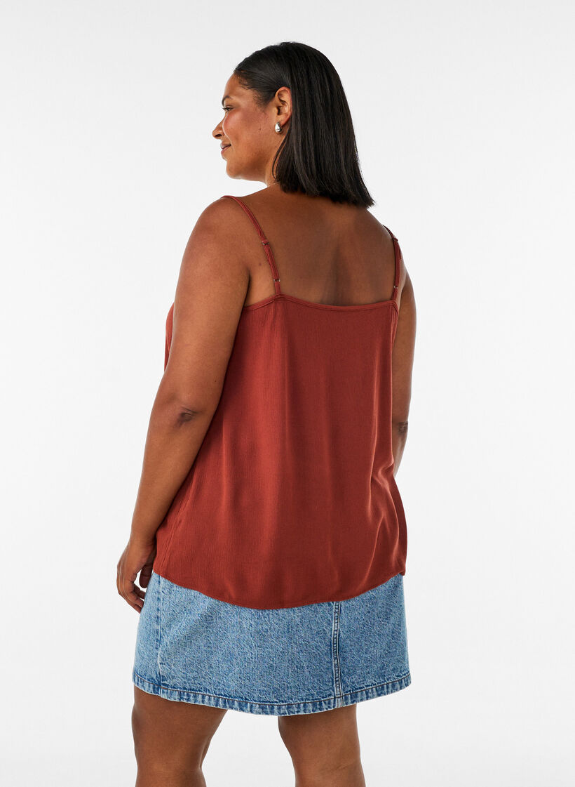 Top &agrave; bretelles en viscose, Bordeaux, Model image number 2