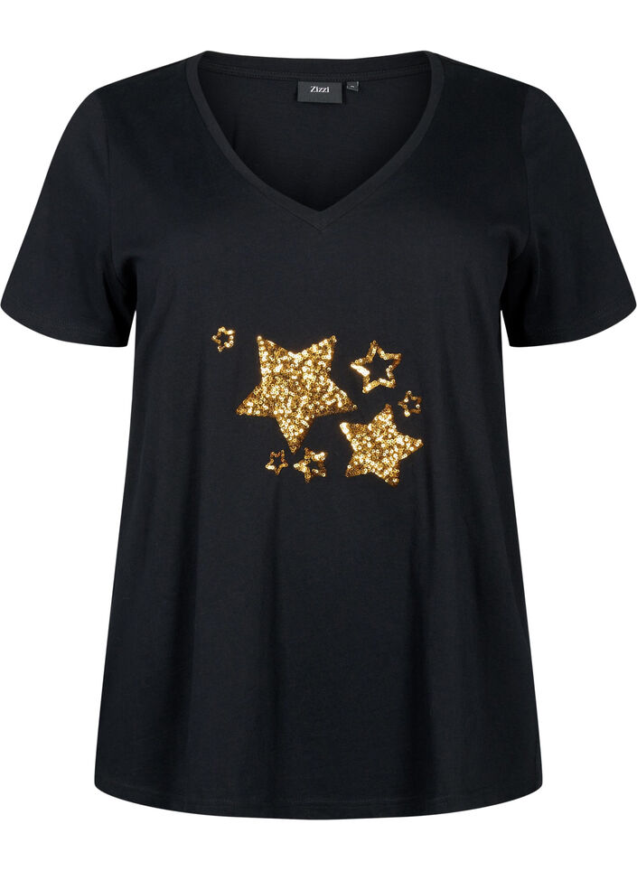 T-shirt à paillettes en coton, Black W. Star, Packshot image number 0