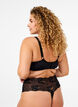 Soutien-gorge avec dentelle et rembourrage, Noir, Model image number 2
