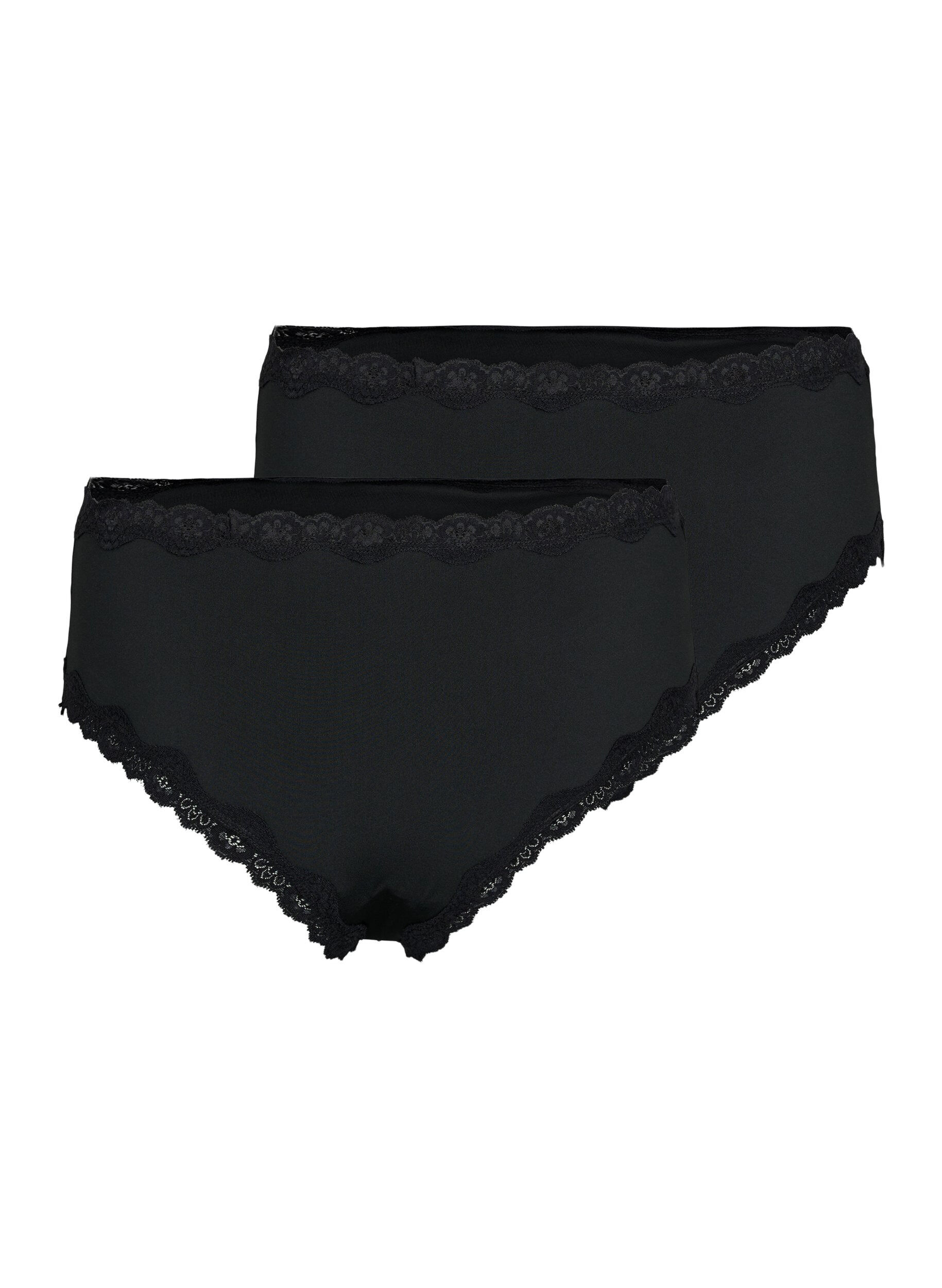 Zizzi Slip 2-pack avec taille r&eacute;guli&egrave;re, Black, Packshot image number 1