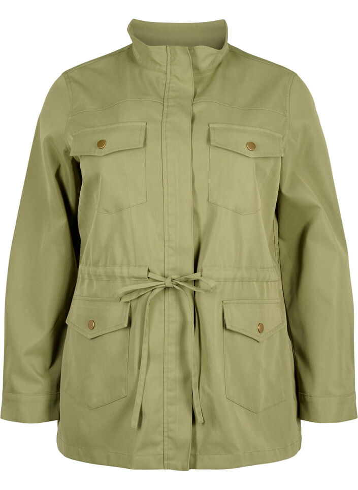Veste militaire avec cordon à la taille, Aloe, Packshot image number 0