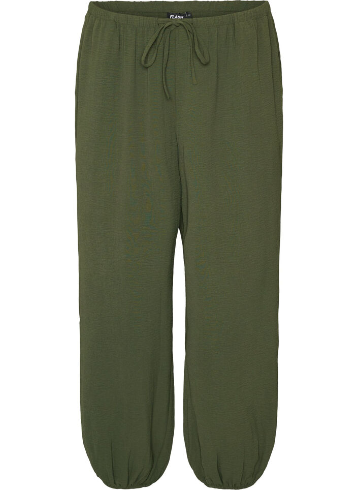 Pantalon balloon taille haute, Vert, Packshot image number 0