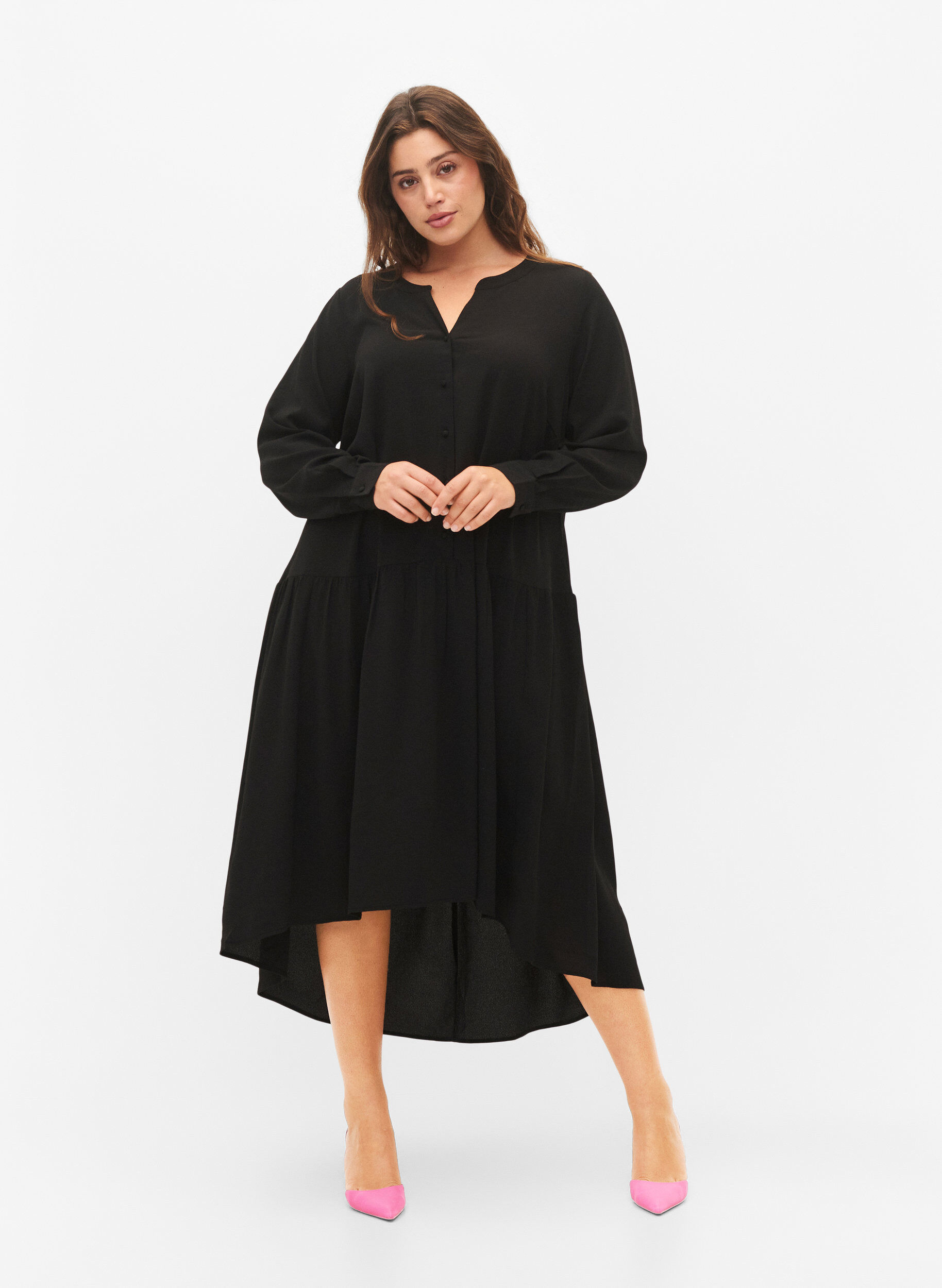 Zizzi Robes midi &agrave; manches longues, Black, Model image number 0