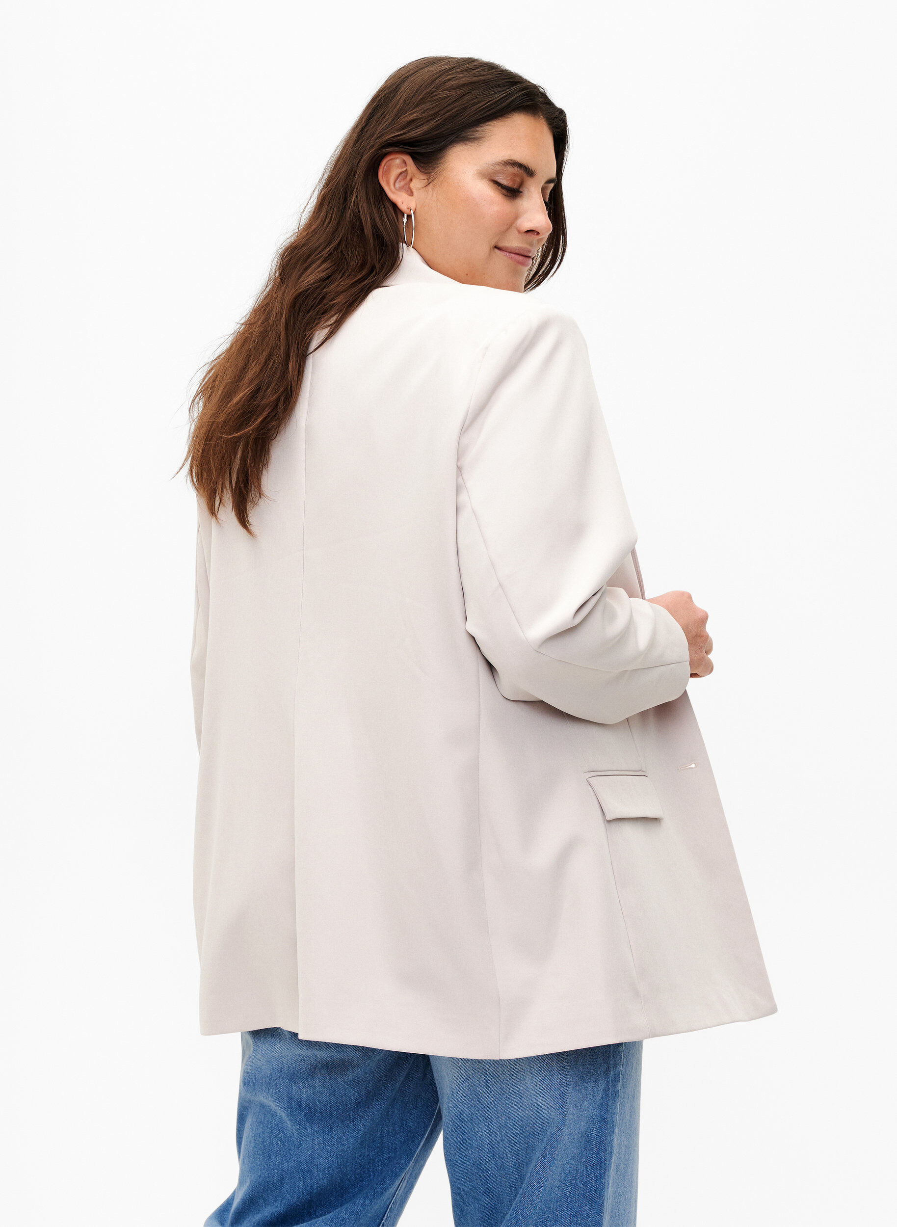 Zizzi Blazer classique avec fermeture &agrave; boutons, Pumice Stone, Model image number 1