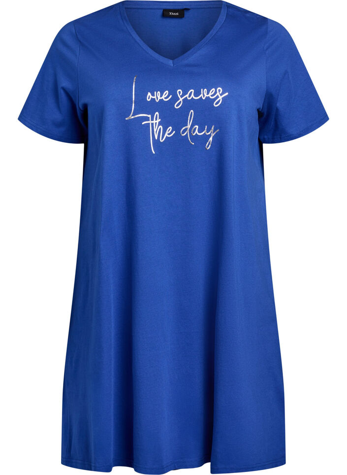 Chemise de nuit en coton biologique et à col en V, , Packshot image number 0