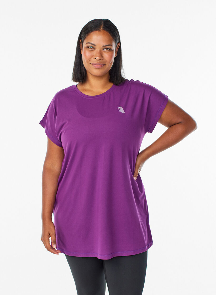 T-shirt long d'entra&icirc;nement, Violet, Model image number 0