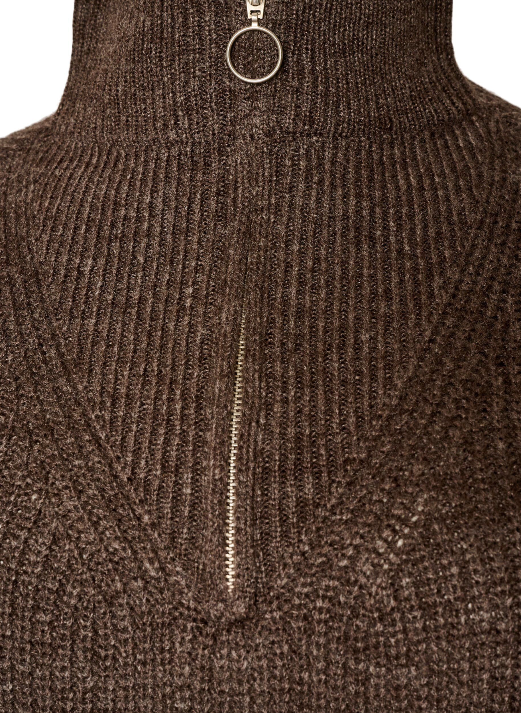 ZizziPull en tricot avec col haut et fermeture &eacute;clair, Marron, Packshot image number 2