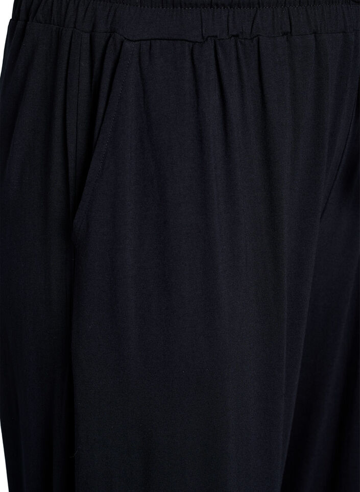 Pantalon de nuit ample en jersey de viscose avec poches, Noir, Packshot image number 2