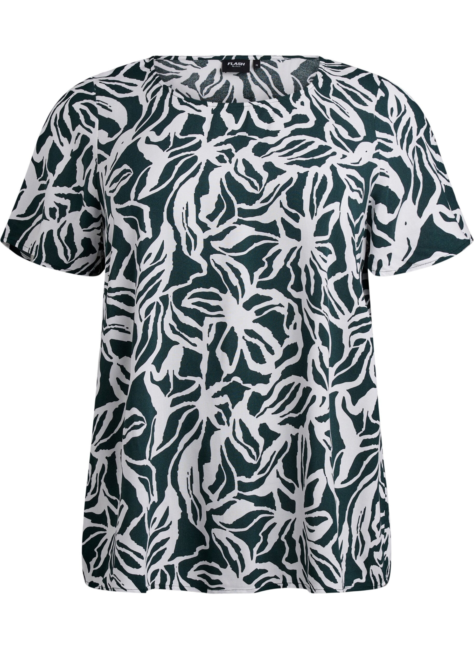 ZizziChemisier &agrave; manches courtes en viscose avec imprim&eacute;, Vert fonc&eacute;, Packshot image number 0